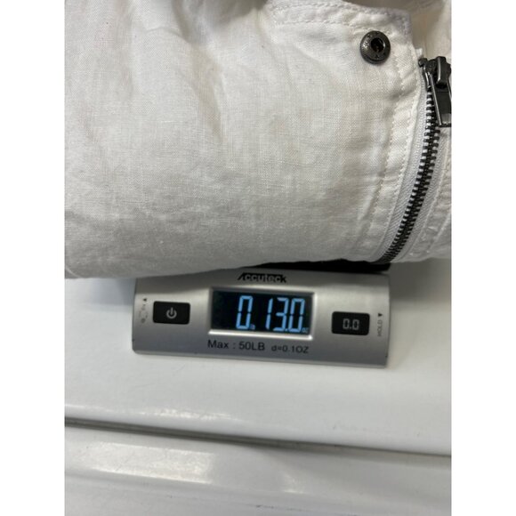 Cynthia Rowley Womens 100% Linen White Jacket Size L With Zipper & Snap Closures - Picture 8 of 8